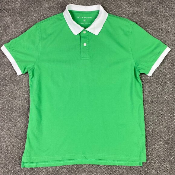Peter Manning Polo Shirt Men's 2X Green White Preppy Tennis golf Stretch - Picture 1 of 9